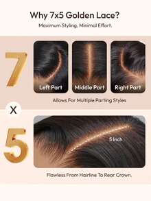 UNice 7x5 Bye Bye Slip™ Golden Brown Highlights Water Wave Human Hair Drawstring Wig Bye Bye Knots Lace Front Glueless Wigs Human Hair Pre Plucked Pre Cut Espresso Brown With Blonde Highlight Lace Closure Glueless Human Hair Wigs 150% Density - Golden Brown Highlights - 查看 8