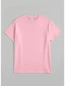 New Summer 2026 Collection From Local Warehouse. New Spring/Summer Graphic T-Shirts For Women, Featuring A 2D Flat Print, Black Lettering Pattern, And A Classic Crew Neck And Short Sleeve Design. Stylish And Casual, Machine Washable, A Great Valentine's Day Gift, 100% Cotton RU4Q - 粉色 - 查看 10