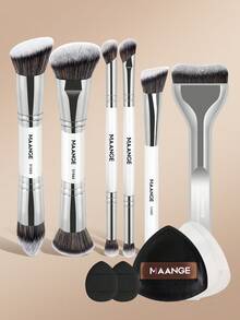 MAANGE Bộ cọ trang điểm chuyên nghiệp hai đầu 6 món/10 món, kèm túi đựng và bông mút trang điểm. Gồm cọ tán kem nền, cọ tạo khối, cọ má hồng, cọ phấn phủ, cọ tán phấn mắt, cọ kẻ mắt, cọ kẻ lông mày, cọ che khuyết điểm, cọ highlight, cọ chi tiết và cọ pha trộn. Lông cọ mềm mại, nhỏ gọn tiện mang theo khi đi du lịch, là món quà lý tưởng cho phụ nữ và các bạn gái. Bộ cọ trang điểm này bao gồm nhiều dụng cụ trang điểm, bộ trang điểm, bộ cọ trang điểm, bộ quà tặng trang điểm, v.v. - trắng - Xem 14