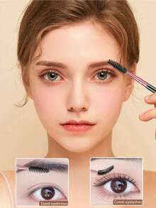 1 Stück funkelnder Strass-Augen-Make-up-Pinsel, erschwingliches tragbares Make-up-Pinsel-Set; enthält doppelseitigen Augenbrauenpinsel, Wimpernkamm, Concealer-Pinsel, Unteraugen-Schattenpinsel, spiralförmigen Augenbrauenkamm, Reise-Essential, Make-up-Werkzeug - Verschiedenfarbig - Übersicht 9