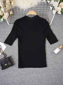 Áo dệt kim nữ thanh lịch mùa hè 2026, kiểu dáng ôm sát, cổ vuông, tay lửng, màu đen, chất liệu gân nổi, phong cách giản dị, sang trọng, thích hợp cho kỳ nghỉ, bãi biển, lễ hội âm nhạc, tiệc tùng, mùa cưới, thiết kế tối giản. - màu đen - Xem 7