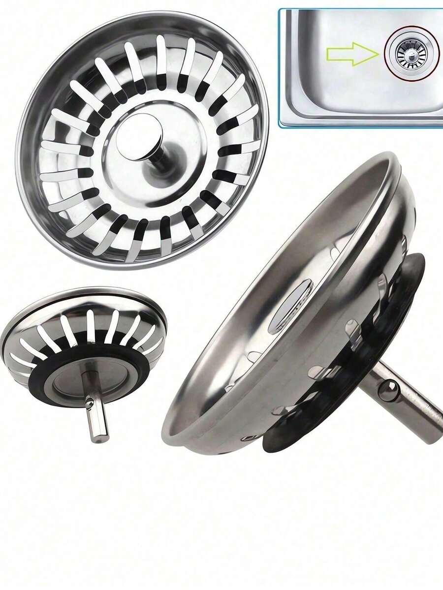 1 Set Stainless Steel Sink Drain Stopper, Sink Strainer, Bathroom Hair Catcher, Sink Filter, Kitchen Drain Tool - Multicolor - View 1