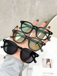 3pcs Retro Rivet Small Frame PC Decorative Fashion Glasses, Minimalist Versatile High-End Unisex Driving Glasses - Multicolor - View 2