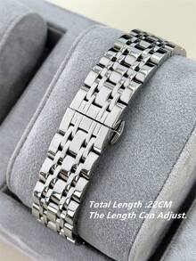 Pablo Raez Original Charming Classic Unisex Wristwatch Stainless Steel Couple Watch Silver Non-Fading AAA Quality Premium Couple Watch Luxury New Design Fashion Watch Elegant Vintage Square Fashion Wristwatch Roman Numeral White Dial With Date Display Girls Popular Square Quartz Watch 50m Waterproof Solid Steel Band Butterfly Clasp Casual Cute Women's Watch Suitable For Teacher Girlfriend Mother Gift Daily/Work/Party Decoration Birthday Graduation Wedding Gift - Silver - View 8