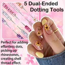 Kit de Ferramentas de Arte de Unhas 30 Peças - Canetas de Arte de Unhas, Pincel, Paleta de Resina para Arte de Unhas, Ferramentas de Pontilhado de Unhas - Pincéis de Listras para Linhas Longas, Caneta de Desenho de Unhas, Ferramentas de Pontilhado, Kit de Arte de Unhas para Arte de Unhas - Multicolorido - Visão 3