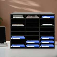 SanBouSi 24-Compartment Literature Organizer Desktop File Holder Office Mailbox - Black - View 9