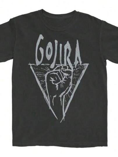 Gojira Power Fist T-Shirt. Jpg Cheap Clothes Crew Neck Short-Sleeved T-Shirts, Fan Gifts, Support Merchandise, Retro Style, Street Fashion, Suitable For Various Occasions, Can Be Matched With Parent-Child Outfits, Sister Outfits, Or Brother Outfits, Unisex T-Shirts, Boys' And Girls' T-Shirts.