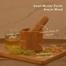 Small Mortar And Pestle Set, Acacia Wood, 4 Inch Wide, 4 Inch Tall - Brown - View 2