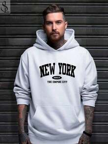 New York City Men's Unisex Kangaroo Hoodie Sweatshirt, Warm, Soft And Comfortable Winter Jacket, New Release, 100% Cotton - 白色 - 查看 3