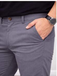 Men's Plus Size Tailored Twill Trousers With Cotton And Elastane, Assorted Colors - Xám - Xem 7