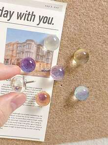 10 Pieces/Set Of Transparent Glitter Semi Circle Push Pins Creative Photo Wall Soft Wood Board Fixed Decorative Big Head Nails Random Color - Transparent Semi-circular Glitter Pins - View 6