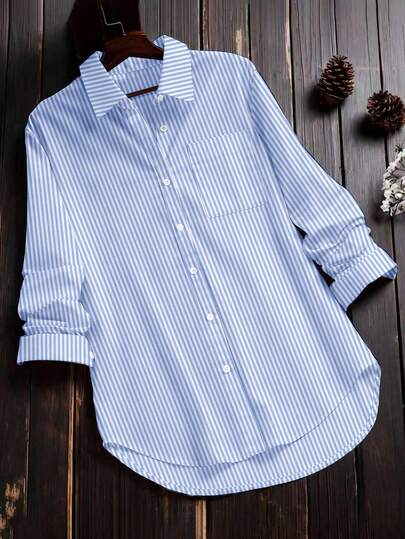 Áo sơ mi nữ dài tay kẻ caro cổ điển, chất liệu 100% cotton, thích hợp mặc mùa xuân/hè.