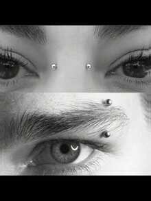 6件套不锈钢水晶锆石鼻环、唇环、眉环，低过敏性人体穿刺饰品，16G不锈钢弯头眉钉穿刺饰品套装，简约设计，适用于眉毛、耳朵、肚脐、嘴唇和身体其他部位，6/8毫米 - 眉釘 - 查看 5