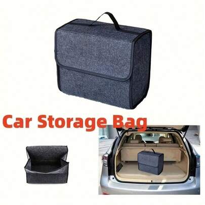 Foldable Car Trunk Organizer - Multifunctional Collapsible Storage Box Suitable For Most Vehicles, Interior Accessory For Cargo Organization And Travel