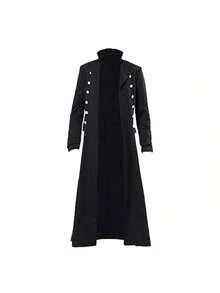 Abrigo gótico medieval renacentista vintage de doble botonadura, talla grande, disfraz de cosplay para teatro. - Abrigo cruzado azul de estilo retro - Ver 3