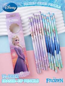 Monogram 12pcs  Frozen  Authorized HB Pencil Set, Cartoon Stationery Drawing Writing Office Supplies Collection Gift Box, Suitable For Fans, New Year, Holiday, Creative Art Use - A - View 4