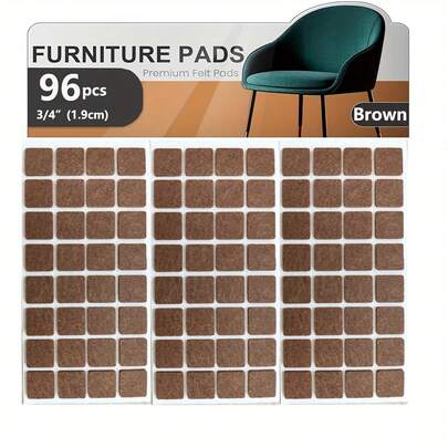 96片装 3/4 英寸（1.9厘米）毛毡家具垫 - 毛毡地板保护垫 - 椅子毛毡垫 - 毛毡家具脚垫 - 硬木地板家具垫 - 保护您的地板！（方形）
