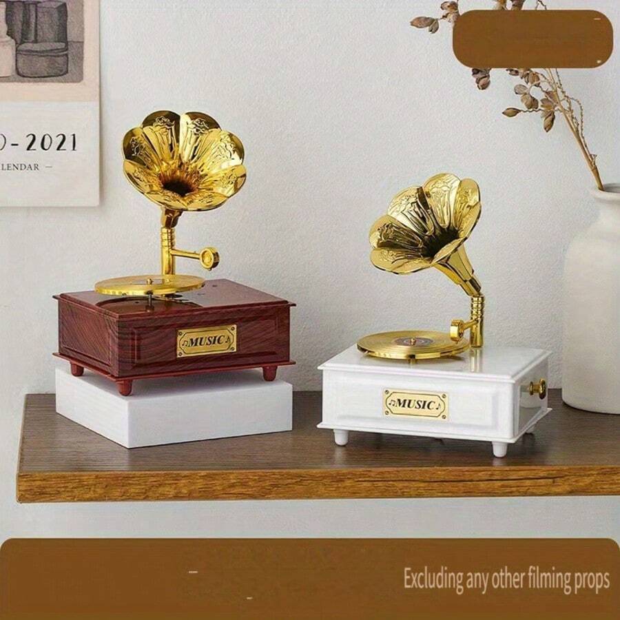 Kotak Musik Gramofon Kreatif Model Retro - Hadiah Ulang Tahun untuk Wanita, Dekorasi Meja - Gramofon Kecil 8329 - 8329 - View 1