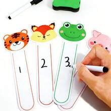 hoojojo 10/40 Thẻ trắng có thể xóa, hình hổ, ếch, cáo và heo con, thẻ học viết xóa được, dụng cụ hỗ trợ giảng dạy trong lớp học, thẻ luyện viết hình động vật tự làm, đồ dùng học tập cho trẻ em, đạo cụ trò chơi tương tác cho năm học mới. - Nhiều màu - Xem 5
