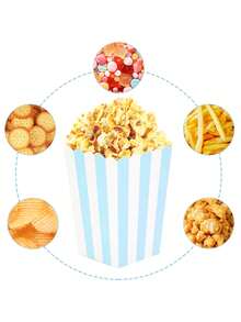 10pcs/20pcs/50pcs Kotak Popcorn Mini Bergaris Biru & Putih, Kantong Popcorn Permen Snack, Wadah Popcorn, Kotak Popcorn, Gelas Dekorasi Pesta Film, Wadah Kertas, Pesta Ulang Tahun, Dekorasi Pesta Pengungkapan Jenis Kelamin Bayi - Biru dan Putih - View 4