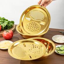 Juego de Cocina 3 en 1 de Acero Inoxidable, Equipado con Molinillo Incorporado, Filtro Multifuncional yón para Mezclar - Dorado - Ver 2