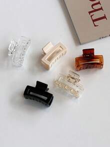 5 chiếc kẹp tóc vuông nhỏ 4cm màu trơn dành cho nữ, thích hợp sử dụng hàng ngày. - Nhiều màu - Xem 4