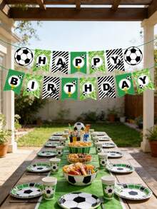 1 Set Football Themed Paper Football Pennant Flags, Suitable For Sports Parties, Birthday Gatherings, Etc. No Power Needed, Double-Sided Flags - Multicolor - View 7