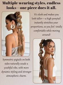 24 Inch Handmade Mixed Color Bubble Twist Braids - Vacation Style Hair Tie, Suitable For All Hair Types - Multicolor - View 6