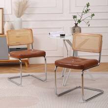 Dining Chairs - Brown + PU Leather + Foam - View 7