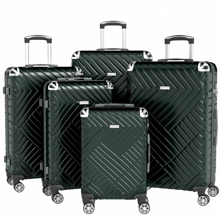 YSTYLE Large Luggage Suitcase Sets 5, 20/26/28/30/32Inch Suitcase Set, Dark Green Durable ABS Hardside Suitcase With Slient Spinner Wheels, TSA Lock, Suitcase Spinner Suitcase Durable Travel Luggage Multifunctional Travel Suitcase Hardshell Suitcase Suitcase Luggage Carry-On Suitcase Travel Essentials For Men For Women For Vacation For Business Large Capacity Travel Essential Travel Accessories Travel Organizer Travel Stuff - Màu xanh lá cây đậm - Xem 1