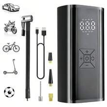 WEEME 1pc Portable Tire Inflator With Auto Shut-Off And LED Light, Quickly Inflates Car Tires, Bicycle Tires, Motorcycle Tires, Balls And Other Inflatable Items, Also Functions As A Power Bank - Black - View 2