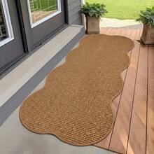 1 件棕色波浪菠萝形厨房地垫，仿黄麻纹理，简约风格，适用于走廊、客厅、厨房 - 超长地毯 - 耐用棕色地垫，适合人流量大的区域 - 卧室和室内使用 - 结实编织设计地垫，厚实地毯，客厅地毯，走廊地毯 - 棕色 - 查看 2