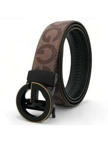 Vintage Men's Casual Dress Belt, High-Grade Polished Electroplated Alloy Automatic Buckle, Comfort Slimming Waist Support Belt, Wear-Resistant Classic Accessory, Ideal Gift For Gentlemen Daily Outfits - Multicolor - View 15