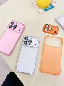 Luxury Four Corner Protection Detachable Lens Phone Case Compatible With IPhone 17 Pro Max 16 Pro Max 15 Pro Max 14 Pro Max 13 Pro Max 16 15 14 13 Translucent Matte Shockproof Protective Cover - Orange - View 3