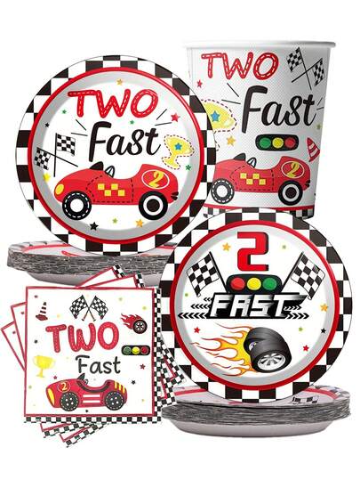 10pcs Two Fast Dinner Tray And Napkins Racing Party Decorations Racing 2 Fast Party Napkins Suit Racing Sports Themed Tableware For Birth