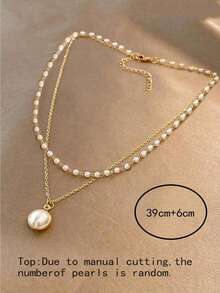 1 chiếc vòng cổ nữ đeo hàng ngày, dự tiệc, ngày Valentine, mặt dây chuyền đính ngọc trai giả nhiều lớp, màu vàng thanh lịch. - Nhiều màu - Xem 8