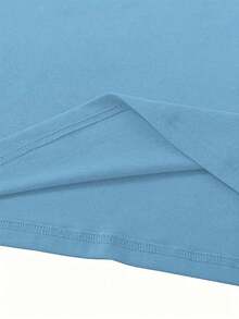 Solid Color Round Neck Basic Short Sleeve T-Shirt Is Suitable For Summer Casual WearLoose And Comfortable - 藍色2 - 查看 3