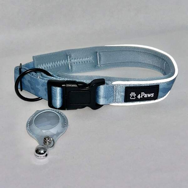 Collar acolchado para perros - Con tiras reflectantes 3M de visión nocturna y material de malla suave y transpirable; cómodo y respetuoso con la piel, con un diseño ajustable apto para perros pequeños, medianos y grandes; práctico cierre de hebilla.