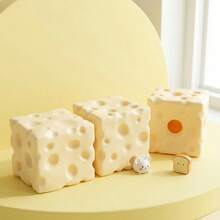 1个7厘米方形超薄软萌奶酪球，TPR外壳，慢回弹，无填充物，可DIY奶酪皮软萌玩具，生日/万圣节礼物，精致小礼物，青少年减压礼物 - 彩色 - 查看 8