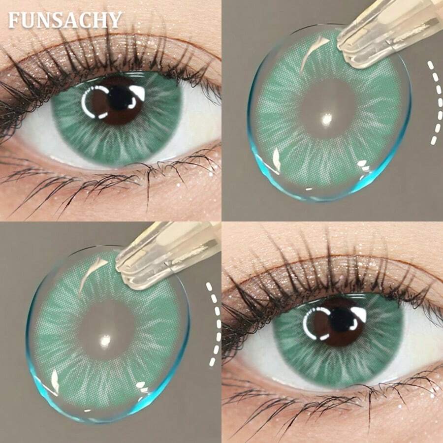 FUNSACHY Xanh dương 14.2mm, Xám, Thích hợp cho hẹn hò, trang điểm, chăm sóc mắt, dùng một lần mỗi năm