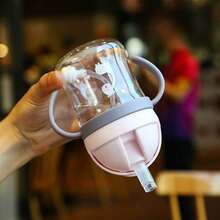 2 chiếc cốc uống nước cho trẻ em có van trọng lực, tay cầm chống sặc, chống va đập, kèm ống hút. - nhiều màu - Xem 3