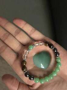 1pc Natural Citrine Tigers Eye Crystal Bracelet For Women Summer Beaded Bangles Money Gifts - Multicolored - View 6