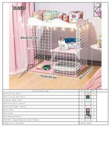 Large Indoor Cat Cage Villa With Storage Cabinet And Litter Box, Spacious Freedom For Pet Cats - Multicolor - View 18
