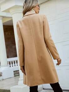 Women's Wool Overcoat With Buttons And Pockets - Cold Winter, Saint John's Day, June Festival 2026 - Mocha Brown - View 2
