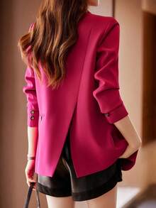Rose Red Suit Jacket For Women, 2026 New Design Casual Chic Korean Style Spring/Autumn Blazer - Hot Pink - View 8