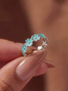 1 chiếc nhẫn cưới nữ bằng bạc sterling 925 họa tiết dây leo tối giản, đính đá Cubic Zirconia sang trọng, nhẫn cưới tinh tế, quà tặng cho cặp đôi đính hôn. - Bạc - Xem 7