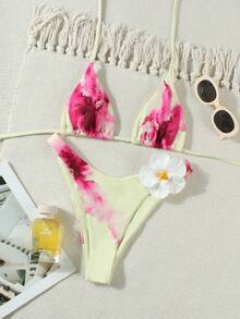 Bộ bikini hai mảnh in hoa dành cho nữ, thích hợp cho kỳ nghỉ hè. - Nhiều màu - Xem 2
