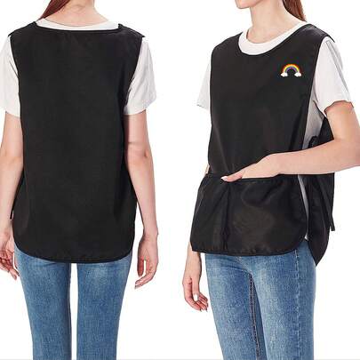 1pc Rainbow Pattern Apron, Unisex Apron For Cleaning, Front Bib Style Pinafore, Suitable For Catering, Restaurant, Kitchen And Home Use, Double-Sided Tie Waitress Work Apron With 2 Pockets