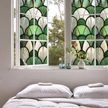 1pc Geometric Fan Pattern 2D Window Film, PVC Static Cling, Removable & Reusable Privacy Protection, Easy Installation, Suitable For Bathroom, Kitchen, Office Decor, Bathroom Privacy Window Sticker - Static Glass Sticker - View 3