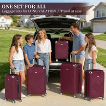 YSTYLE Large Luggage Suitcase Sets 5, 20/26/28/30/32Inch Suitcase Set, Red Durable ABS Hardside Suitcase With Slient Spinner Wheels, TSA Lock, Suitcase Spinner Suitcase Durable Travel Luggage Multifunctional Travel Suitcase Hardshell Suitcase Suitcase Luggage Carry-On Suitcase Travel Essentials For Men For Women For Vacation For Business Large Capacity Travel Essential Travel Accessories Travel Organizer Travel Stuff - 酒紅色 - 查看 2